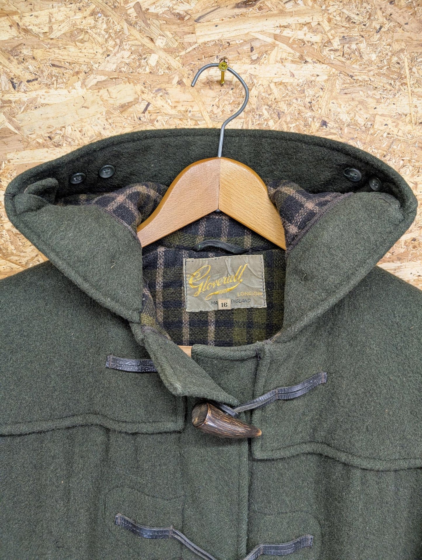 Vintage 50s Gloverall Duffle Coat Wool Heavy Bottle Green Made England 16 Medium