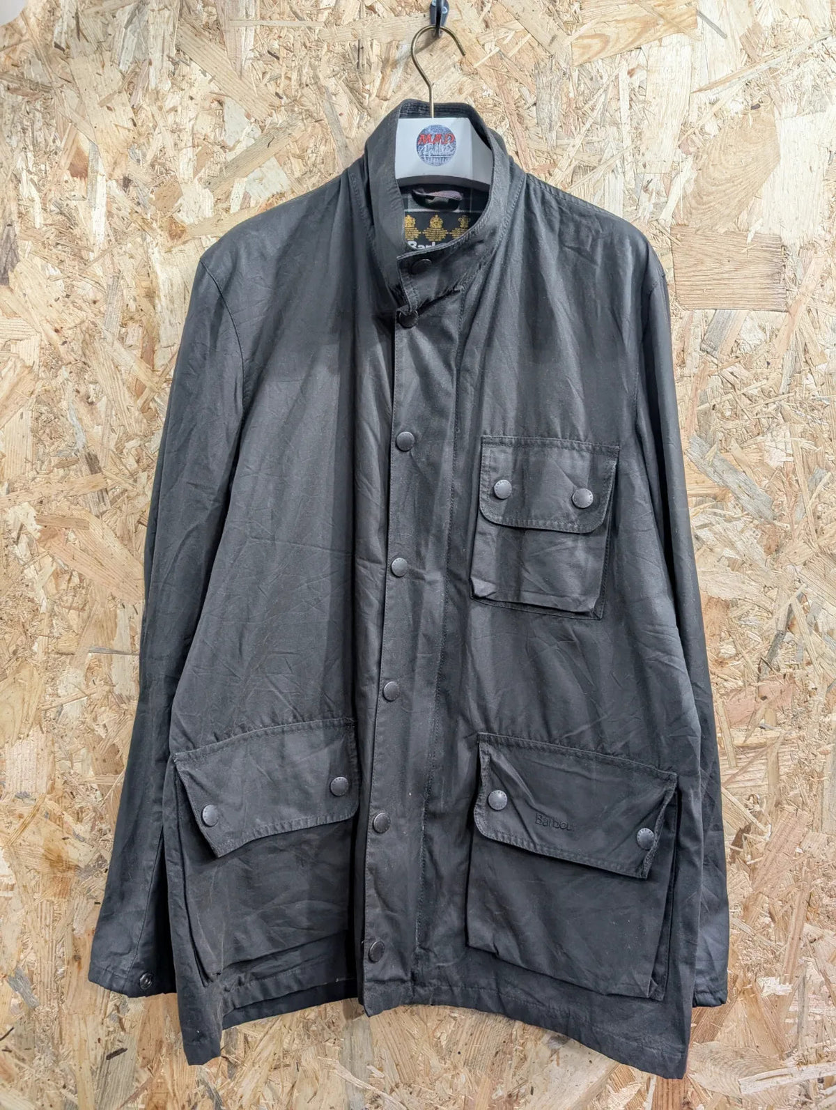 Barbour Haydon Wax Jacket Men Small Black A236 Utility Chore Cord Collar England