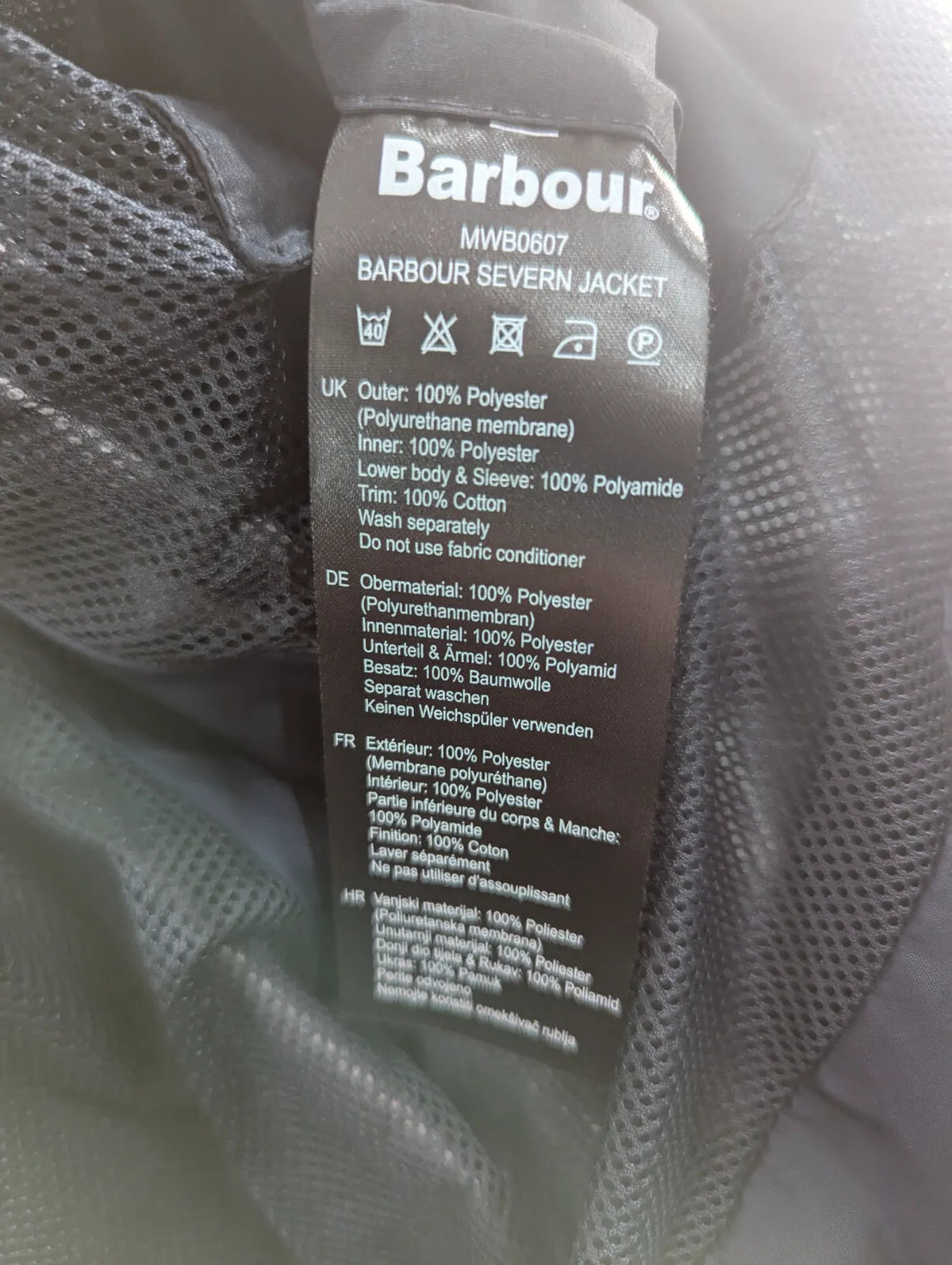 Barbour Severn Rain Jacket Mens Large Navy Blue Waterproof Breathable Anorak