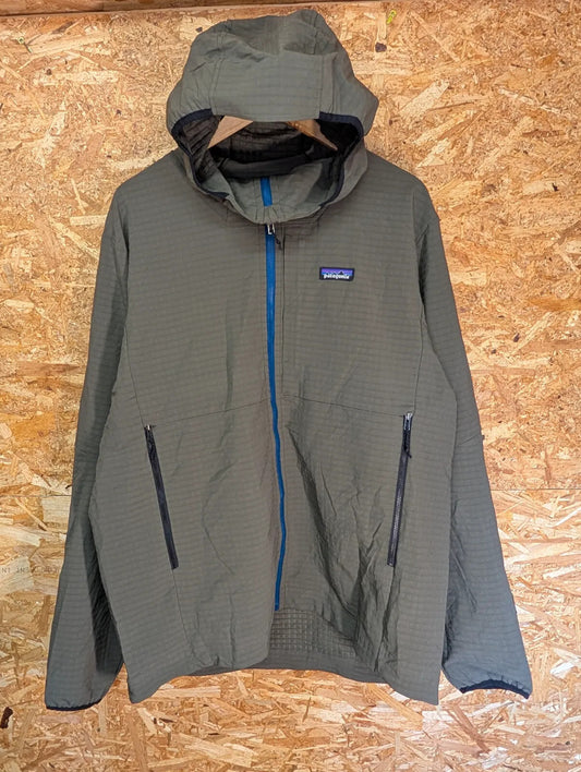 Patagonia R1 TechFace Hoody Jacket Mens XL Khaki Green Full Zip Microgrid Fleece