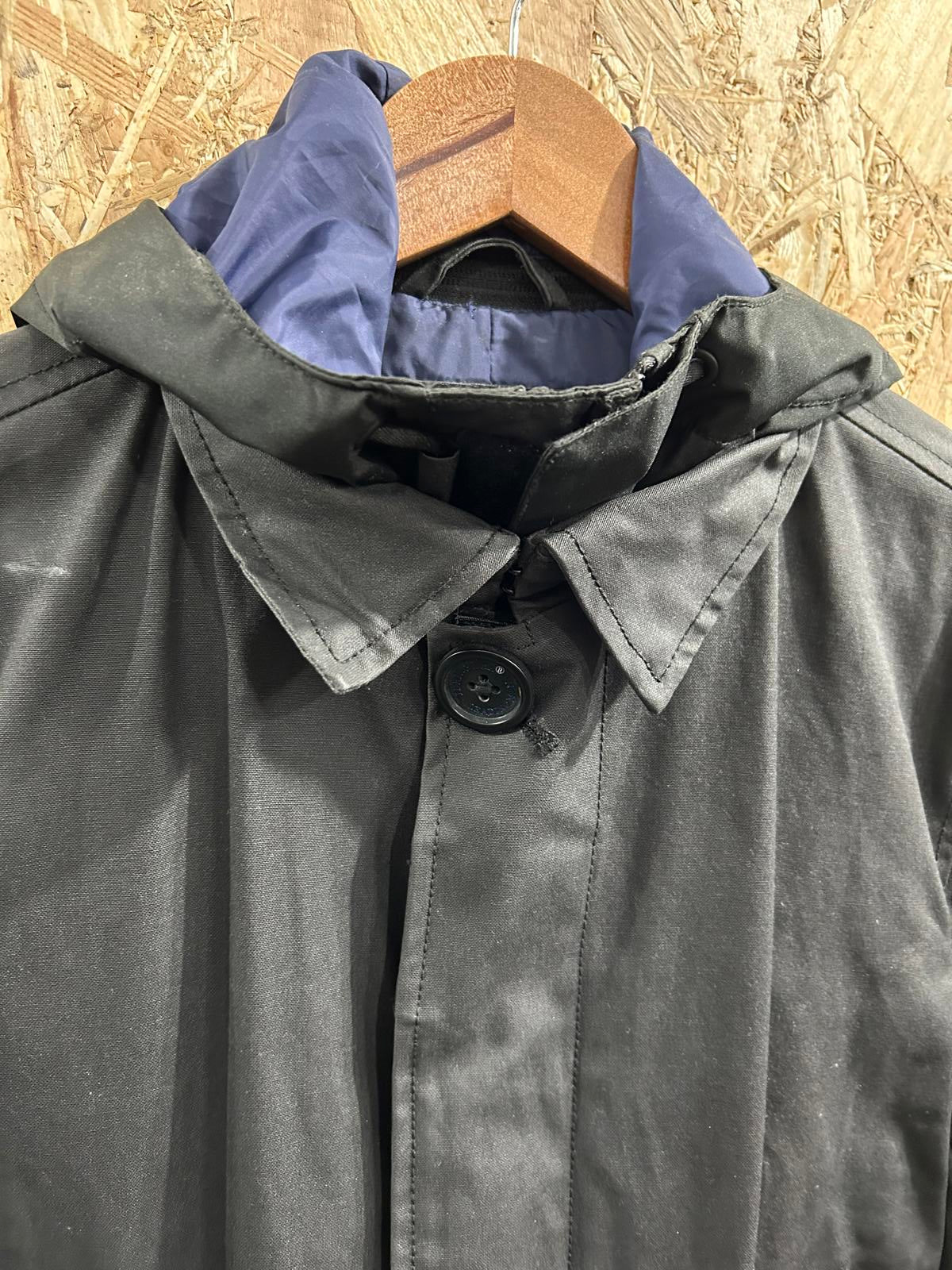 Superdry x Idris Elba Mens Size Small The Director Wax Coat Lined Hooded Black