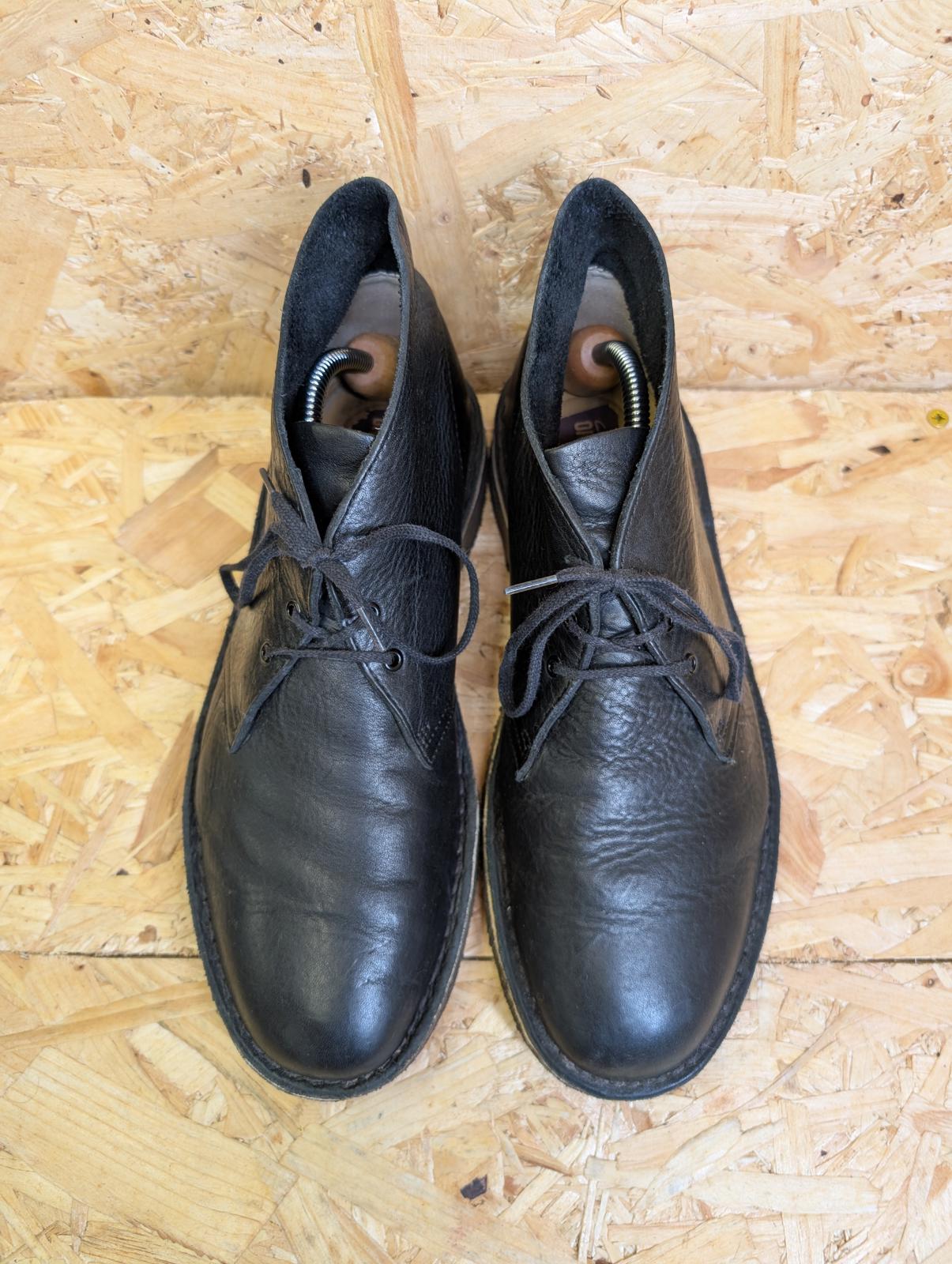 Clarks Desert Boots Black Full Grain Leather UK 8 EU 42 Lace Up Gum Sole