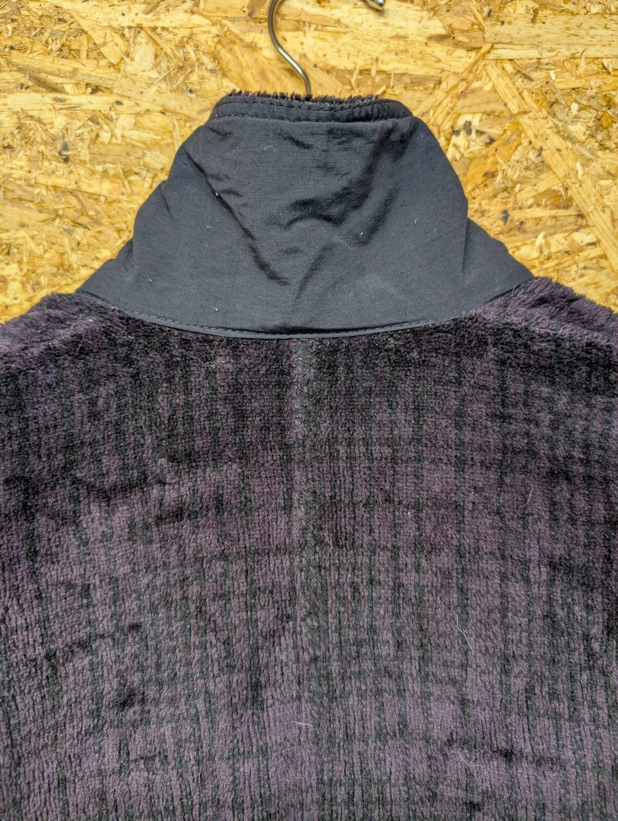 Patagonia Fleece Jacket Womens Medium Dark Purple Black Check Full Zip USA Made