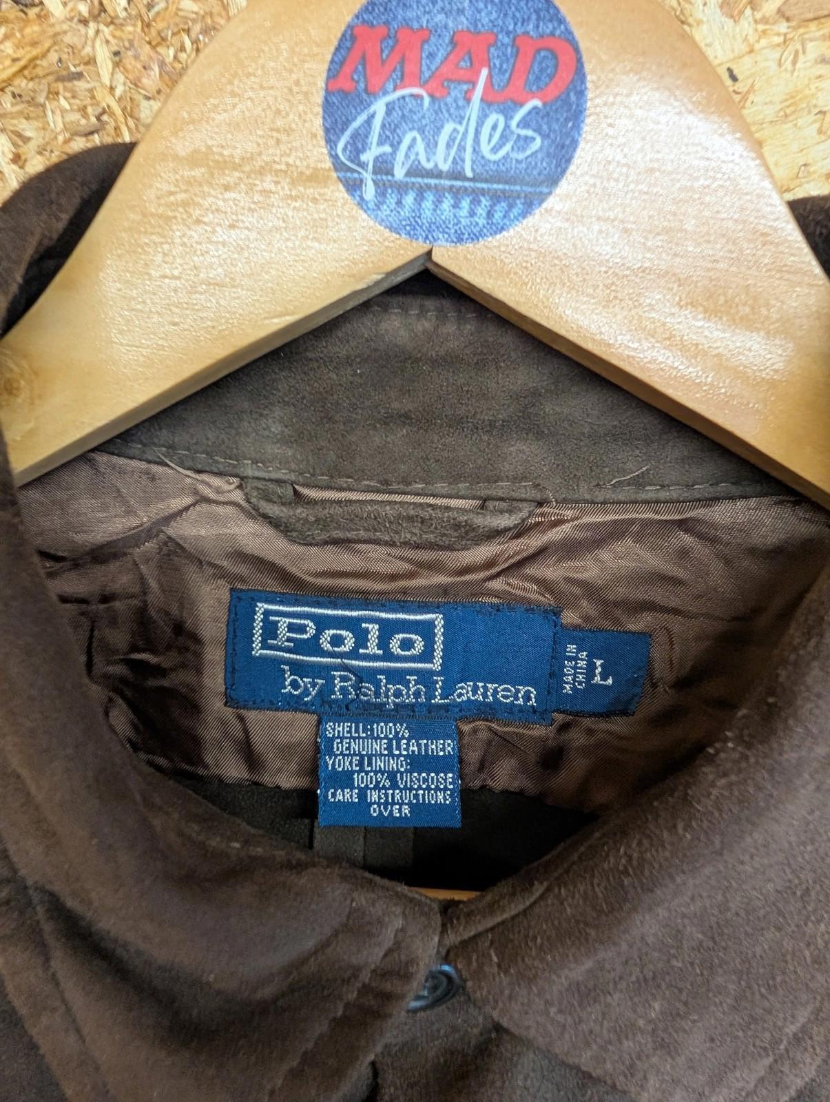 Polo Ralph Lauren Leather Shirt Large Men Button-Up Brown Suede Vintage 90s