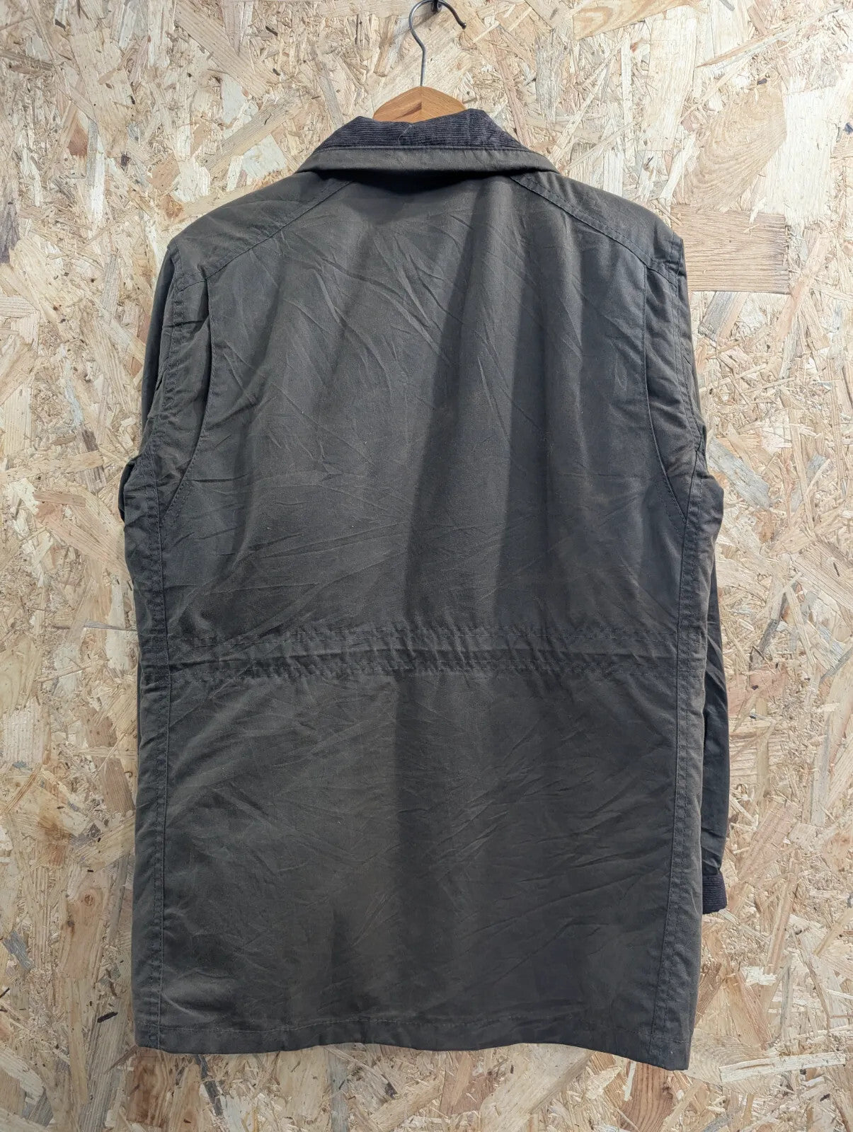 Barbour Sapper Utility Jacket Mens Small Olive Green Waxed Cotton Quilted Padded