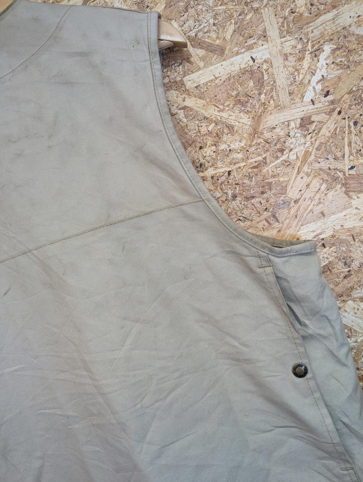 Filson Dry Cloth Vest Large Gilet Beige Made In USA Canvas Body Warmer Tin Cloth