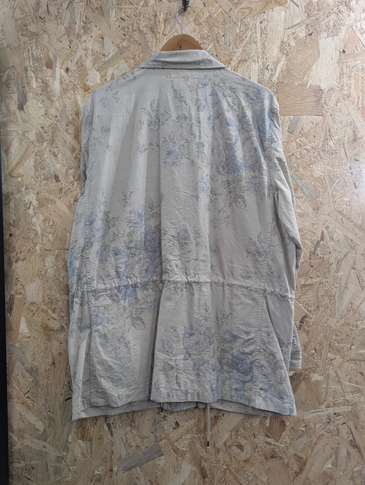Vintage Chaps Field Jacket Mens XL Beige Blue Grey Cotton Abstract Print RL Polo