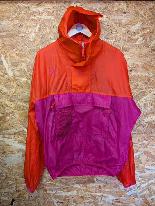 Nike ACG Smock Hood Jacket Men Small Oversized Orange Pink Windbreaker 1/4 Zip