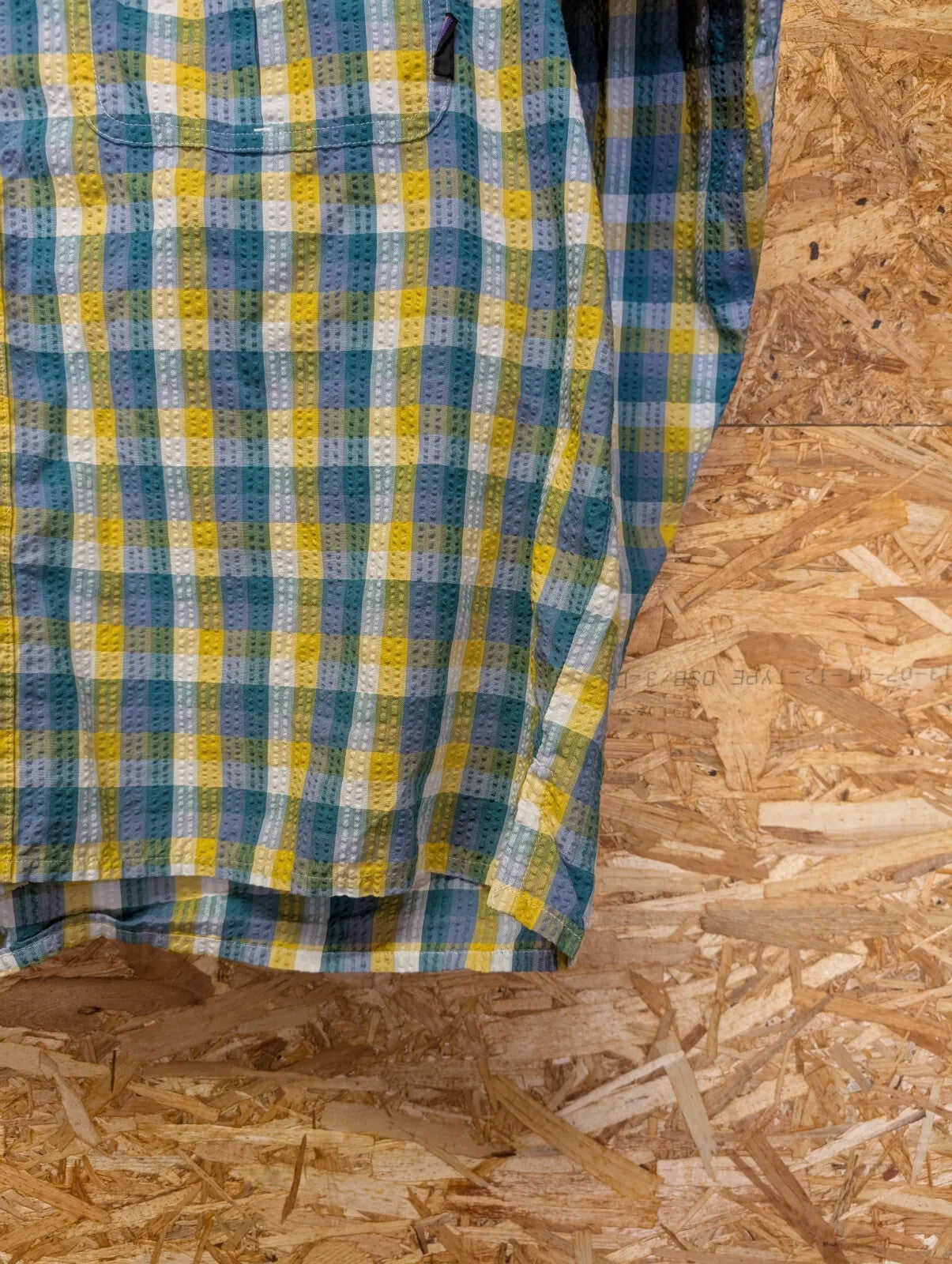 Vintage Patagonia Pocket Shirt Large Blue Yellow Plaid Check Lightweight L/S 90s