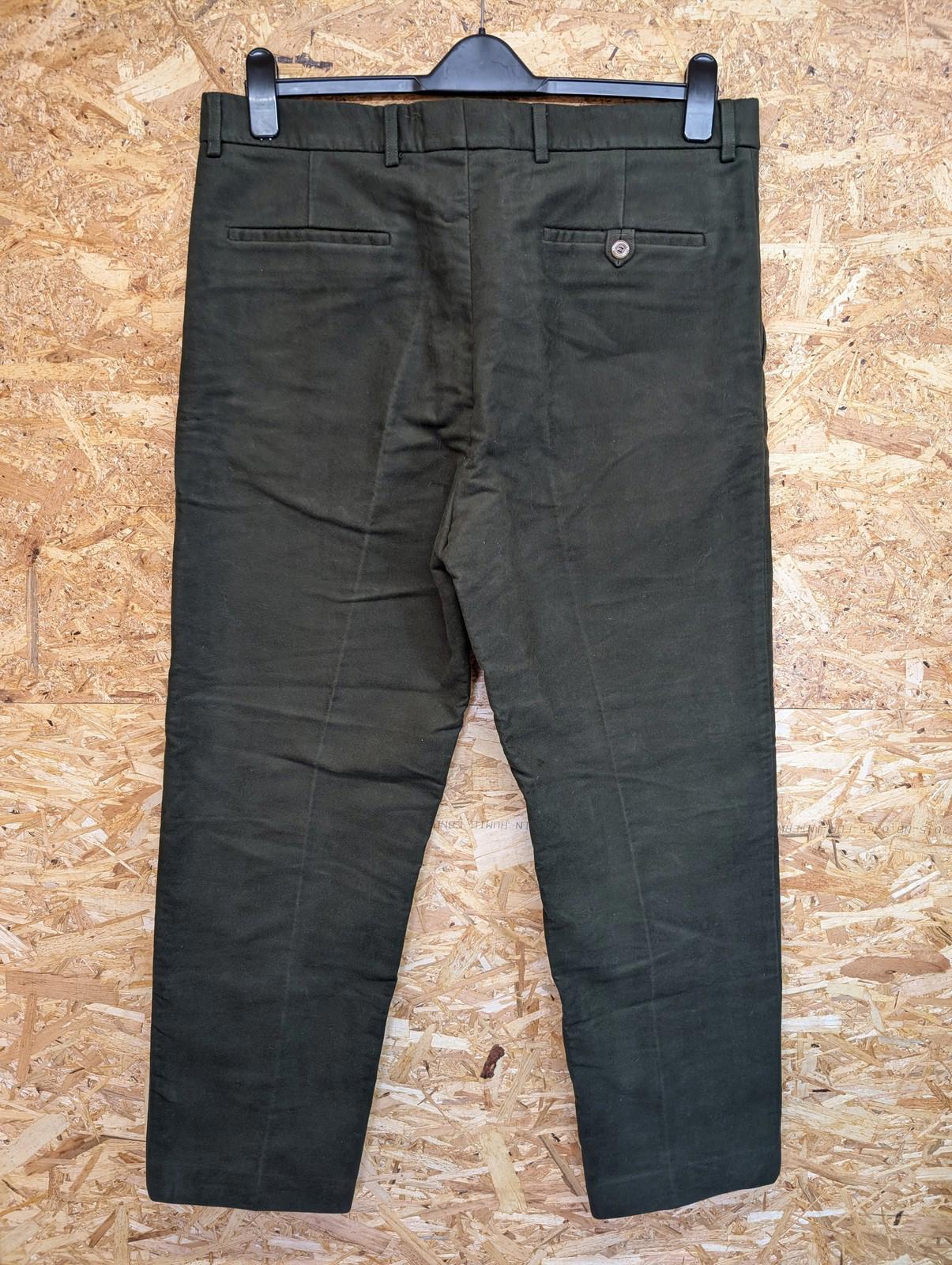 Hoggs Monarch Trousers Mens W38 L31 Moleskin Olive Green Relaxed Fit Brushed Cotton
