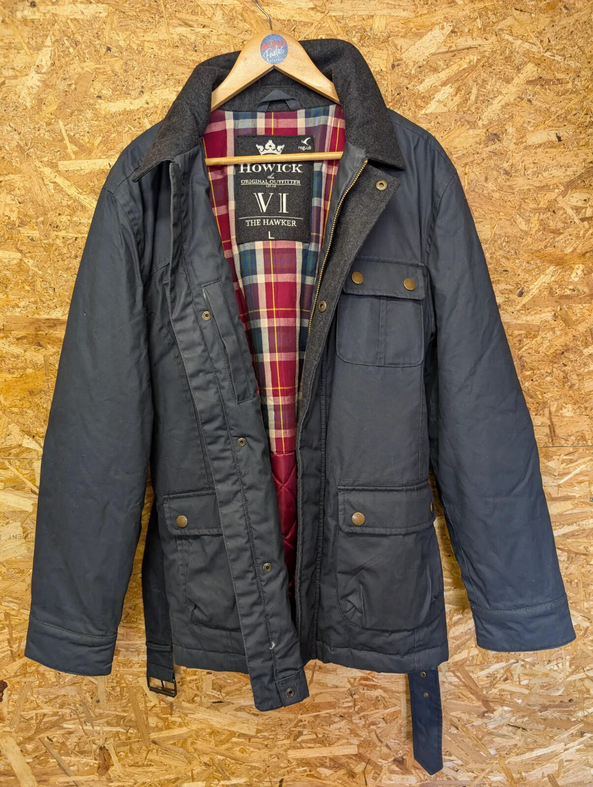 Howick The Hawker VI Field Jacket Mens Large Navy Cotton Full Zip Canvas Padded