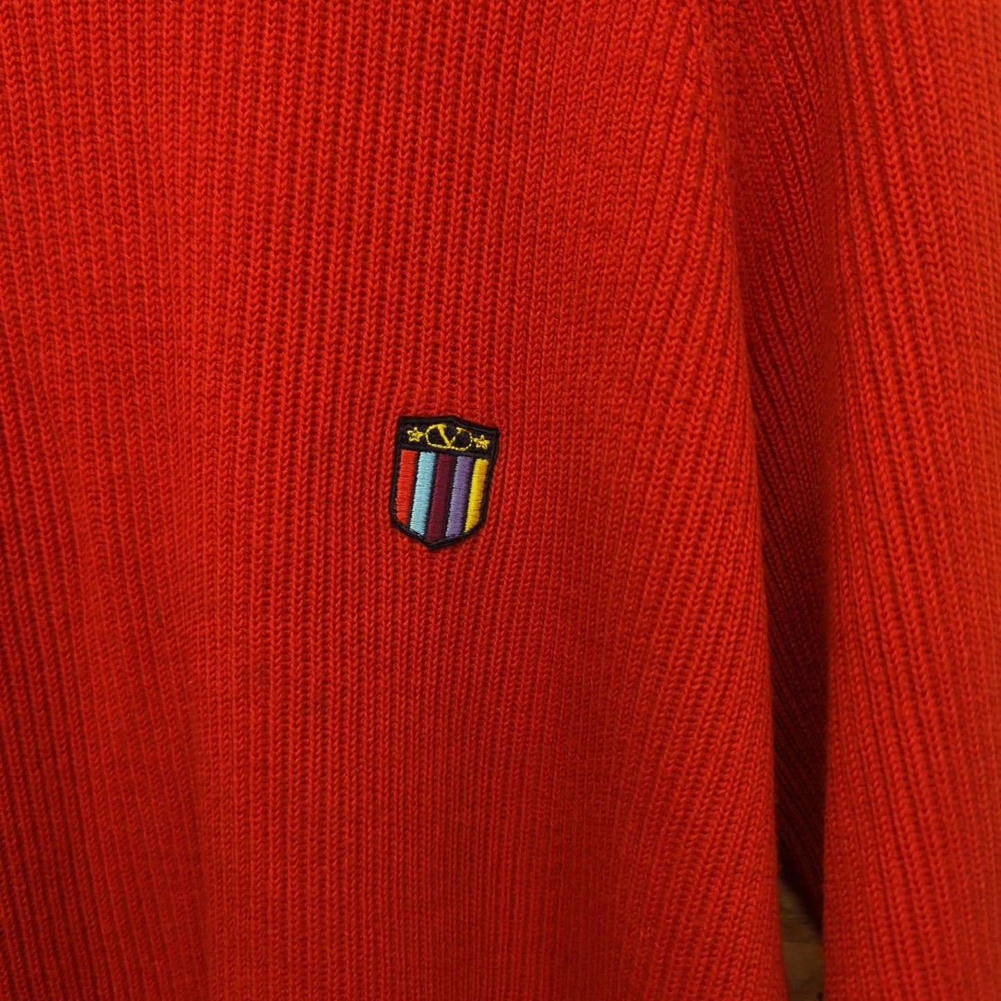 Valentino Mens Jumper Vintage 80s Knit 100% Wool Red Beachwear Made In Italy XL