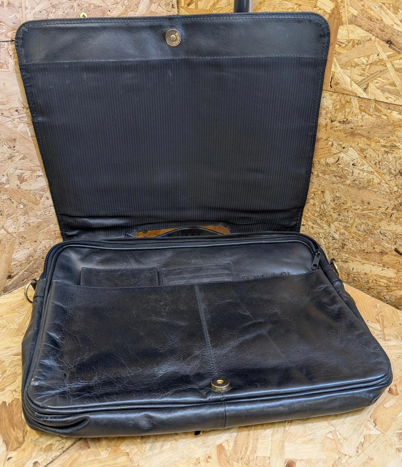 Quality Leather Black 15.5" Messenger Bag Medium Briefcase Satchel Book StraP