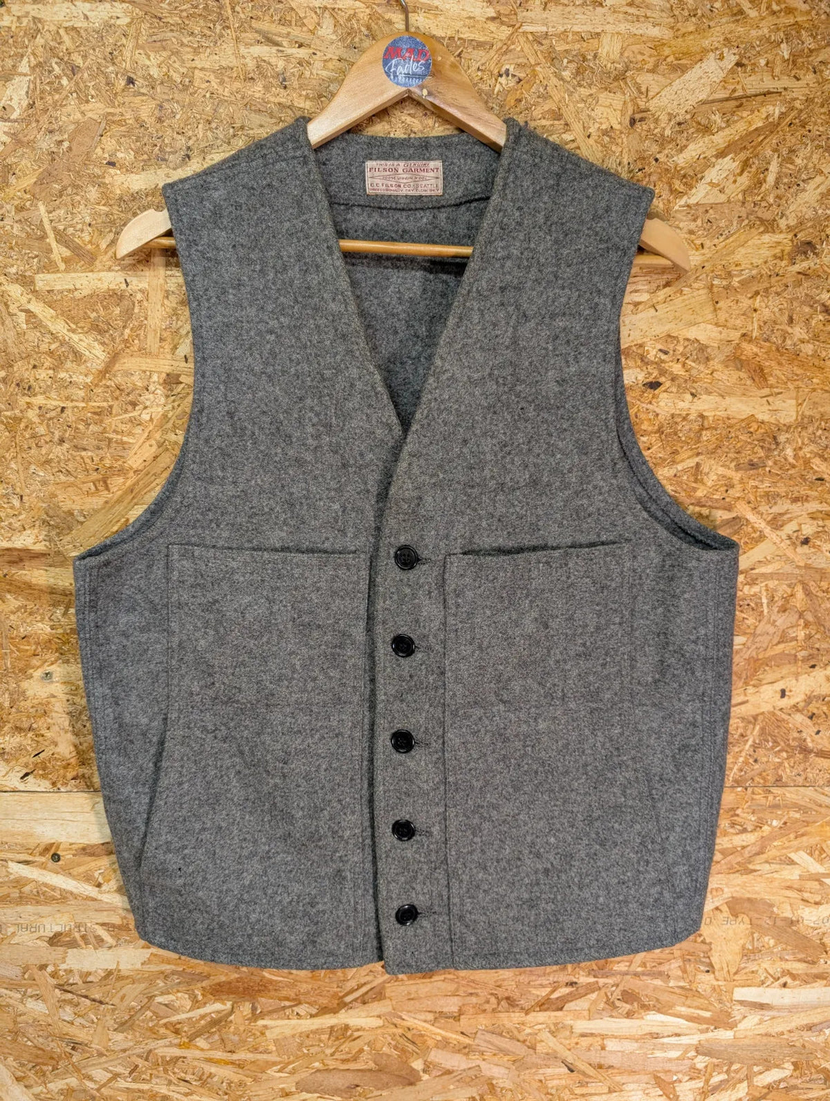 Filson Mackinaw Wool Vest Small Heather Grey Body Warmer USA USA Made Heritage