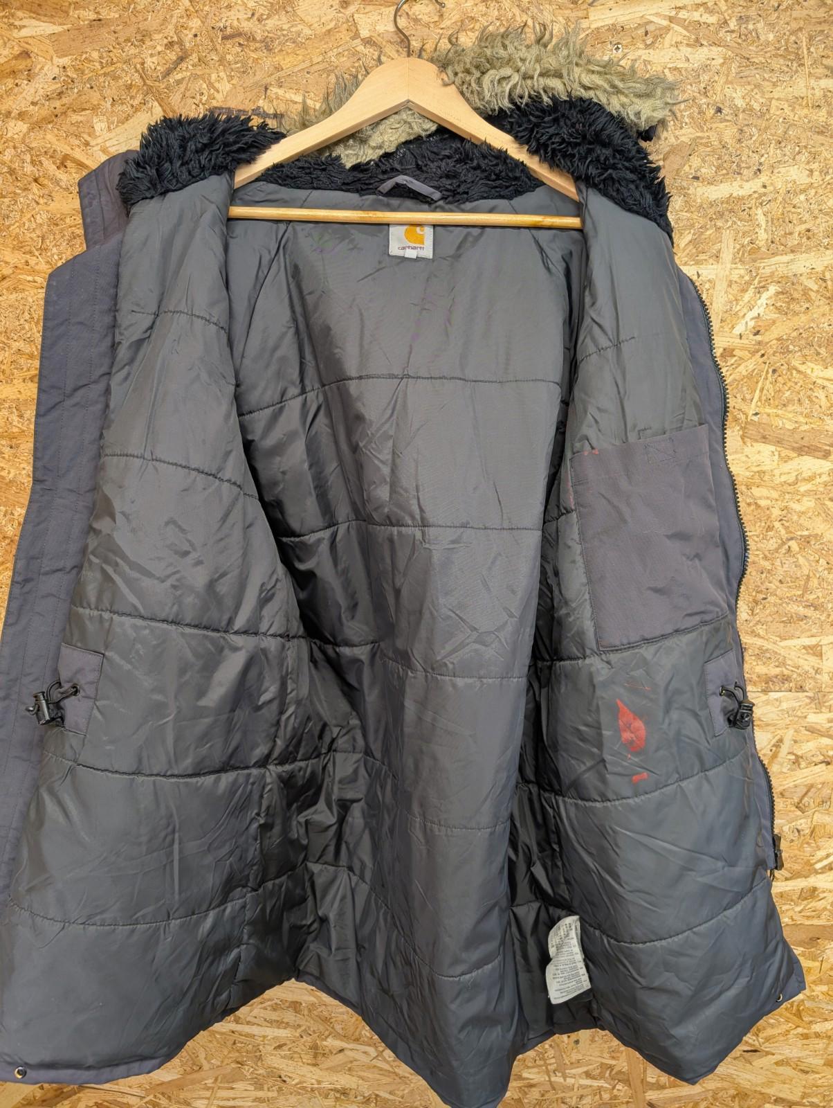 Carhartt WIP Anchorage Parka Coat Medium Men Hooded Warm Winter Charcoal Black