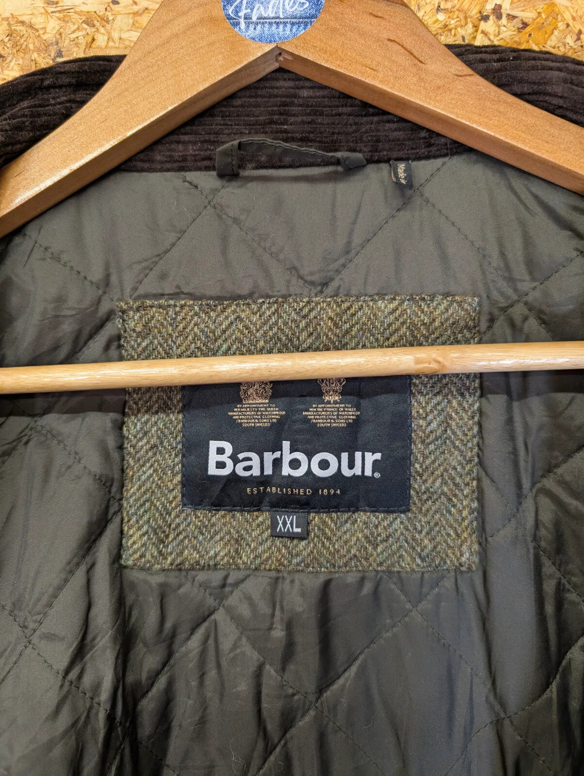 Barbour Hereford Wax Jacket Men XXL Brown Cotton Quilted Leather Corduroy Padded