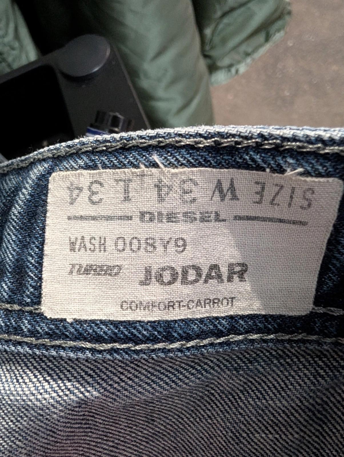 Diesel Jodar Jeans W34 L34 008Y9 Blue Buckle Back Comfort Carrot Cinch Turbo