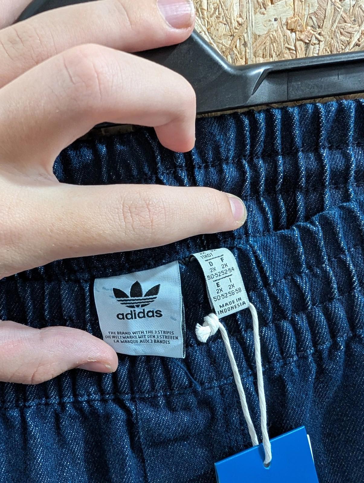 Adidas Track Trousers Mens 2X W38 W40 Athletic Blue Denim Joggers Stripe Casual