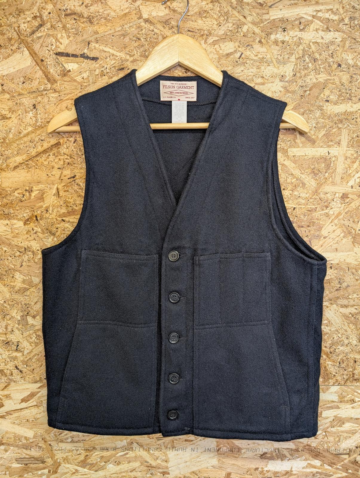 Filson Medium 40 Mackinaw Vest Navy Blue Wool Waistcoat Gilet Body Warmer