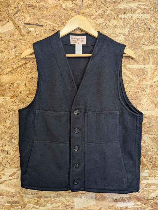 Filson Medium 40 Mackinaw Vest Navy Blue Wool Waistcoat Gilet Body Warmer