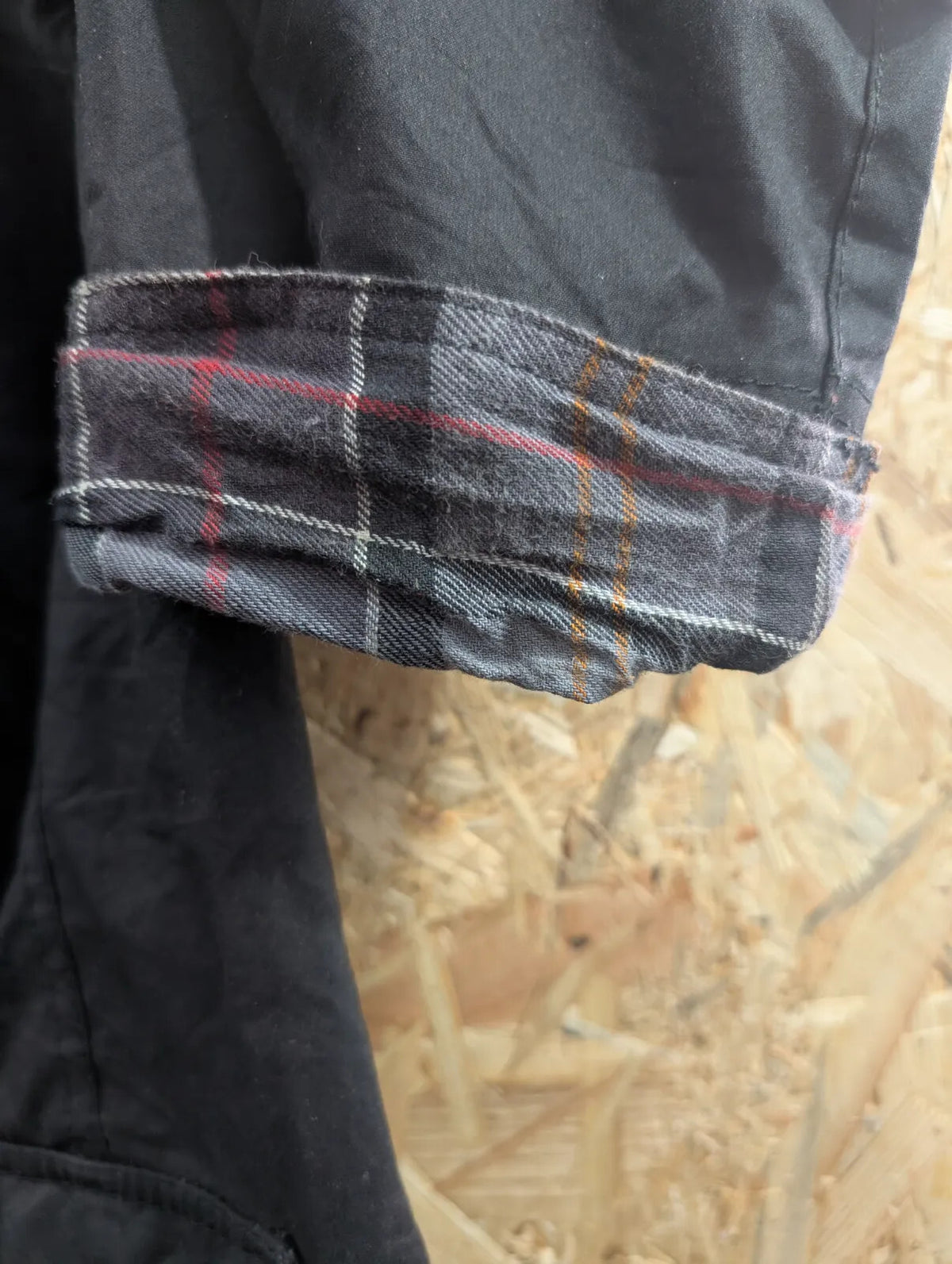 Barbour Beadnell Wax Jacket Womens Size UK 20 Black Cotton Tartan Cord Collar