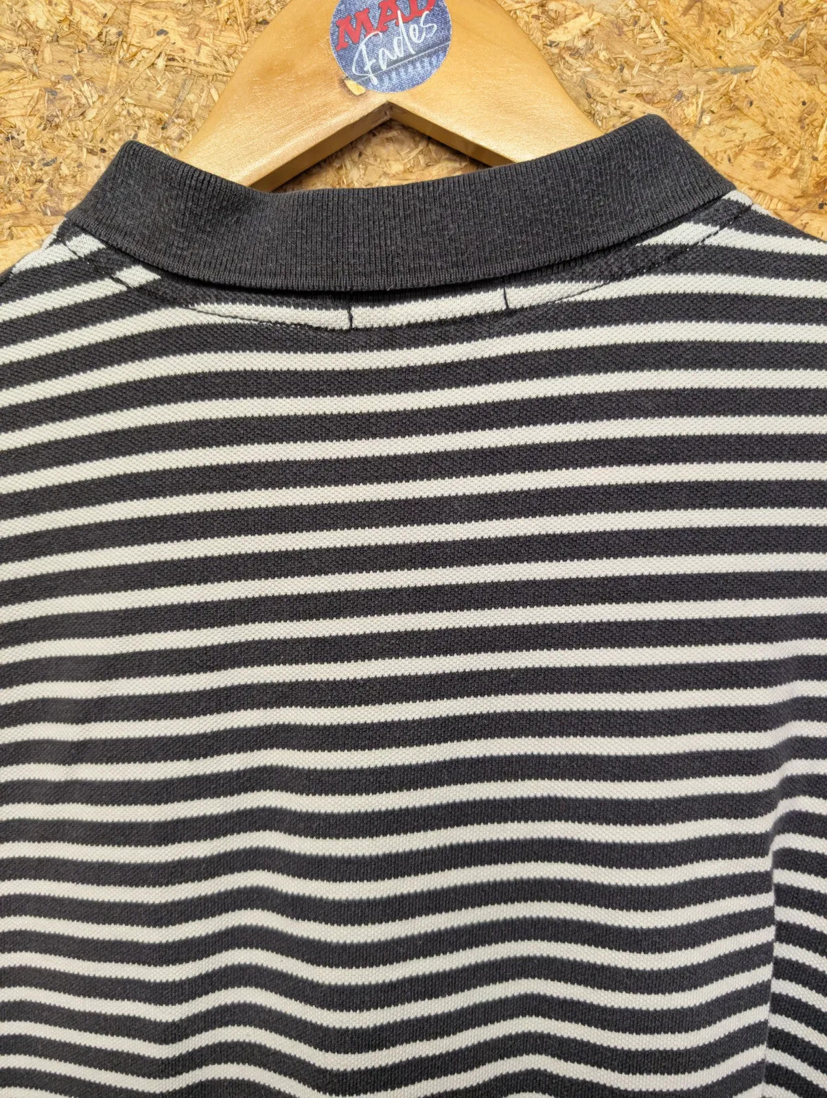 Vintage Ralph Lauren Polo Shirt Men XL Black White Embroidered Cotton Stripe 90s