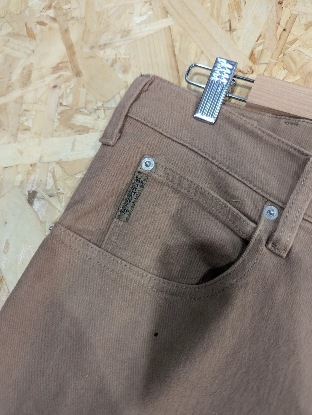 AJ Armani Jeans Mens W36 L34 Brown Cotton Regular Straight Stretch Vintage Chino