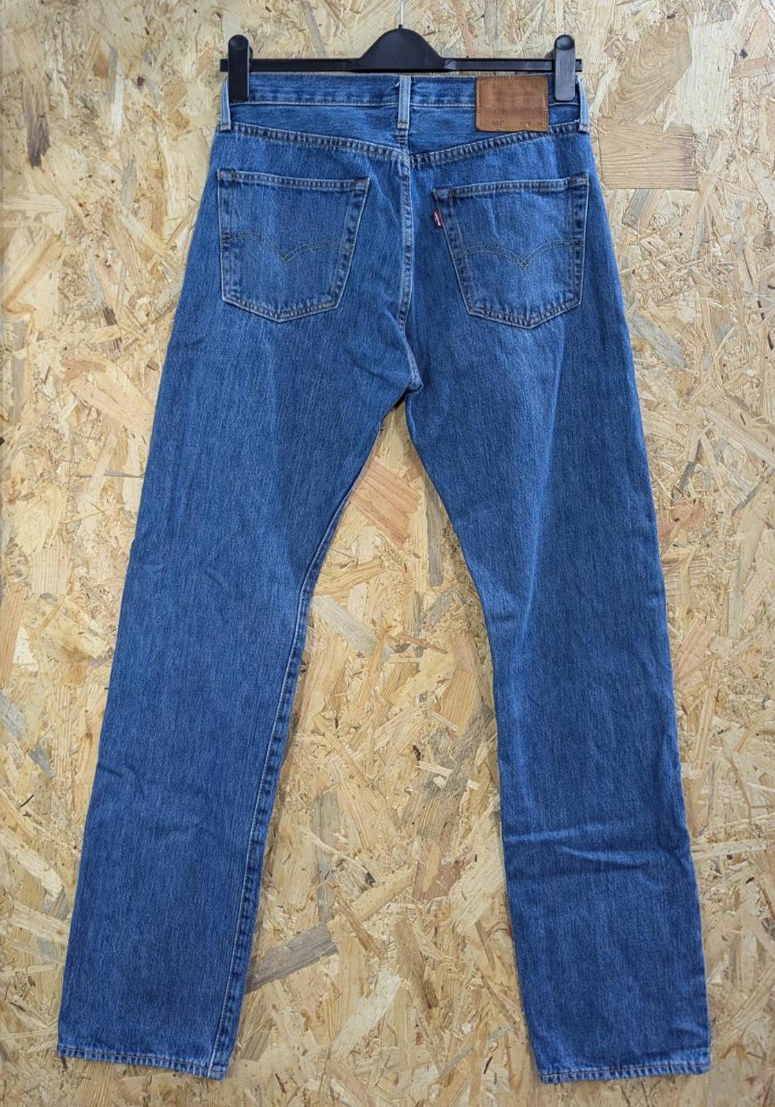 Levis 501 Blue Jeans W32 L34 Men Big E Premium Straight Leg Denim Blue Mid Wash