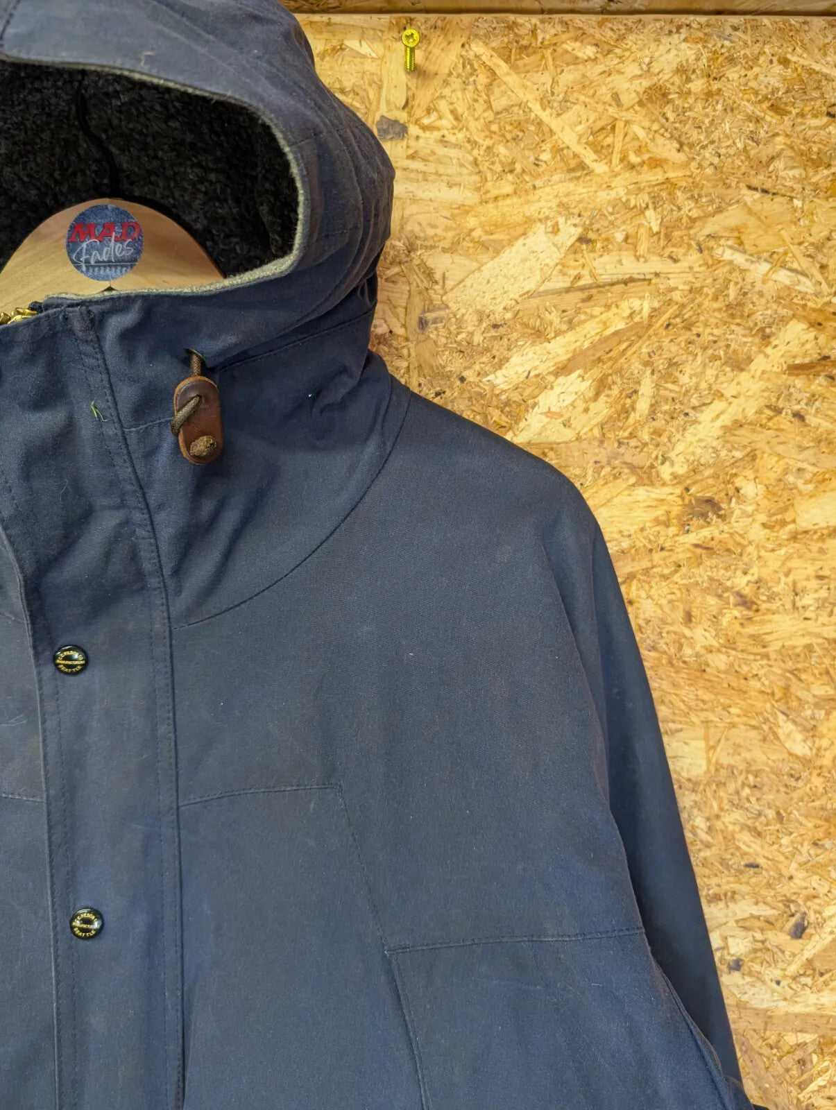 Filson Mountain Parka Jacket Men XXL Navy Blue Fleece Lined Tin Cloth Italy Made