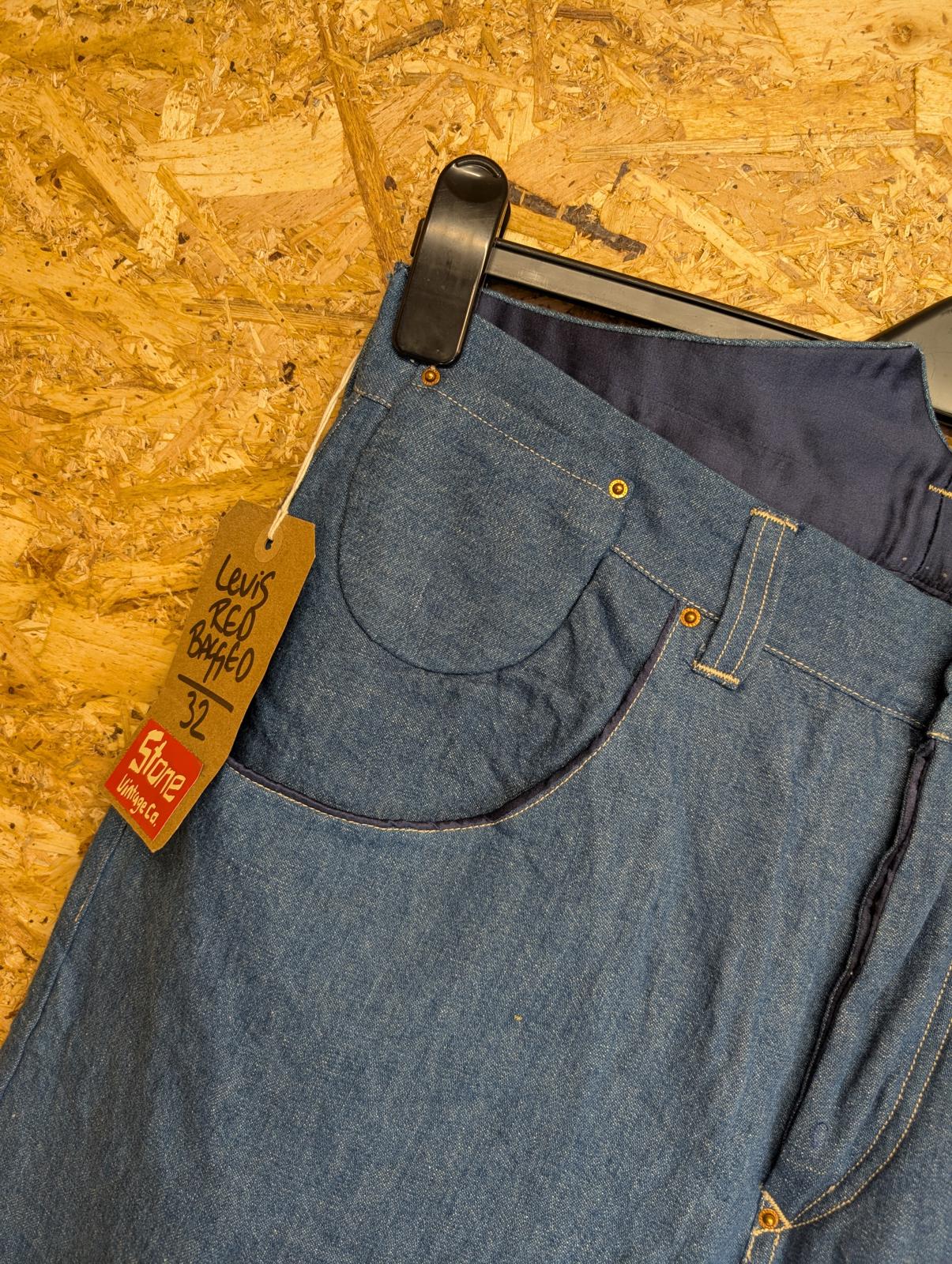 Levis RED Bagged Jeans W32 Redline Selvedge Silk Lined Hemp Baggy Japanese