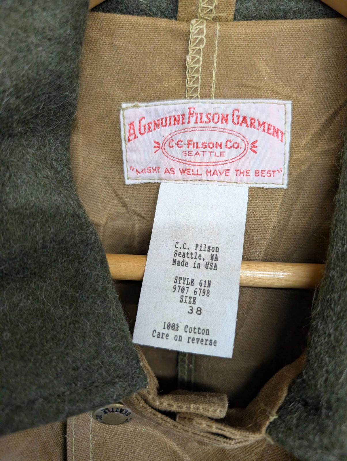 Filson Packer Tin Cloth Jacket Medium Men 61N Coat Wool Collar Wax Tan Brown
