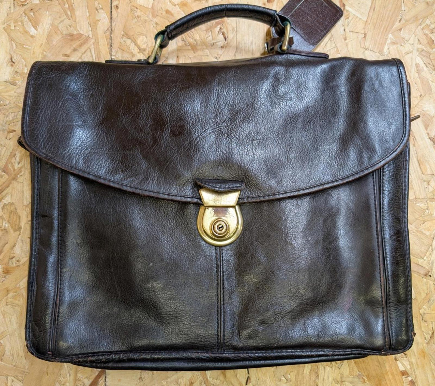 Quality Leather Brown 17 " Messenger Bag Medium Briefcase Satchel Book Strap