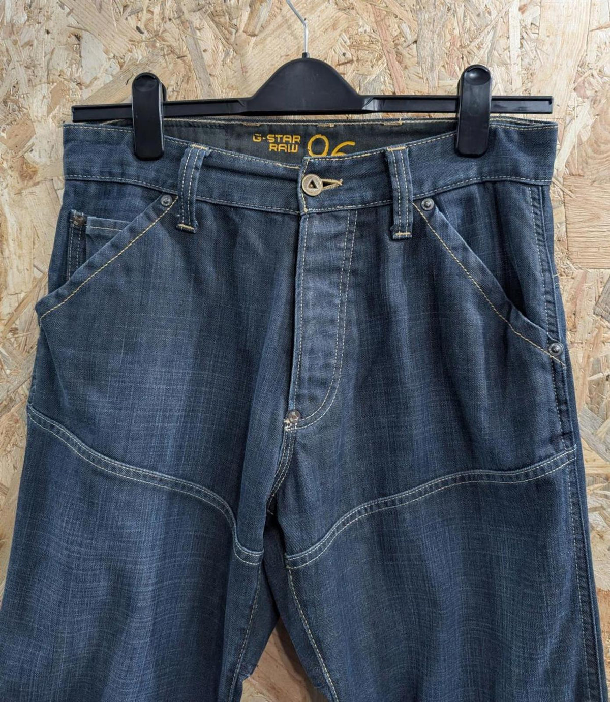 G-Star Elwood Heritage Loose Jeans W31 L30 Men Y2K Buckle Navy Blue Vintage Dark