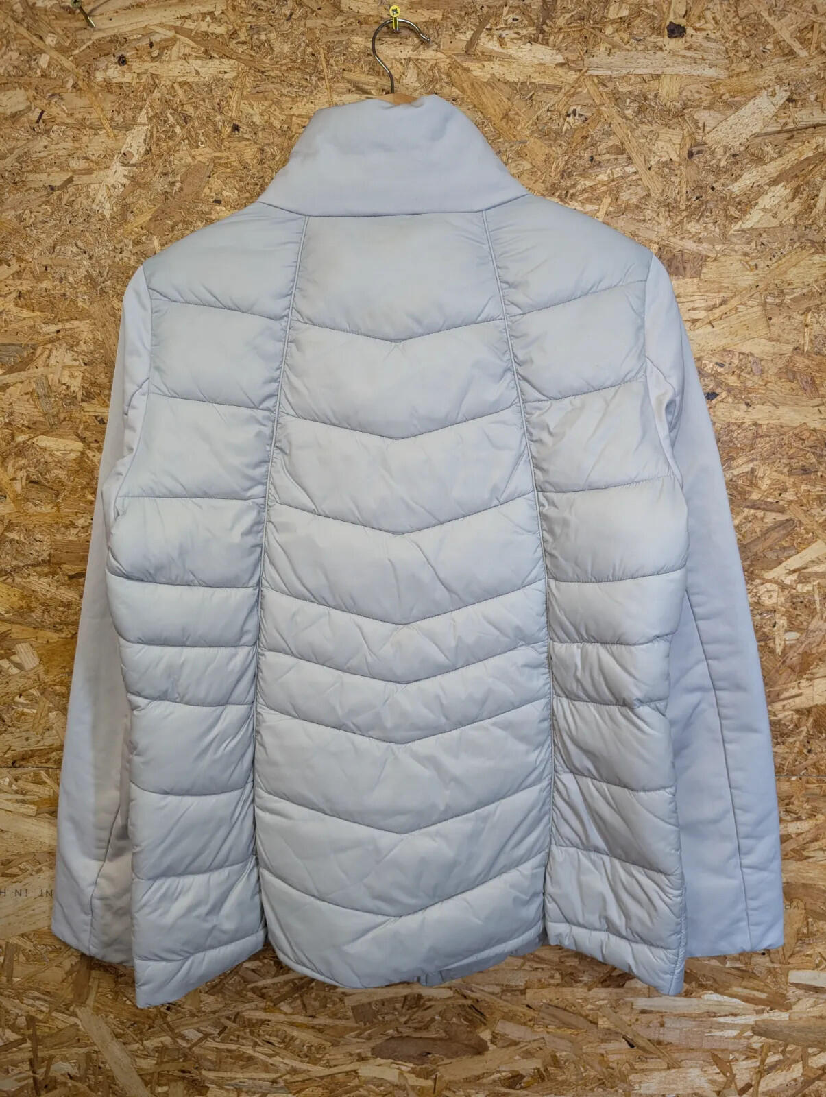 Barbour Hayle Quilt Jacket Womens UK 14 Light Cream Grey Puffer Fibre Down