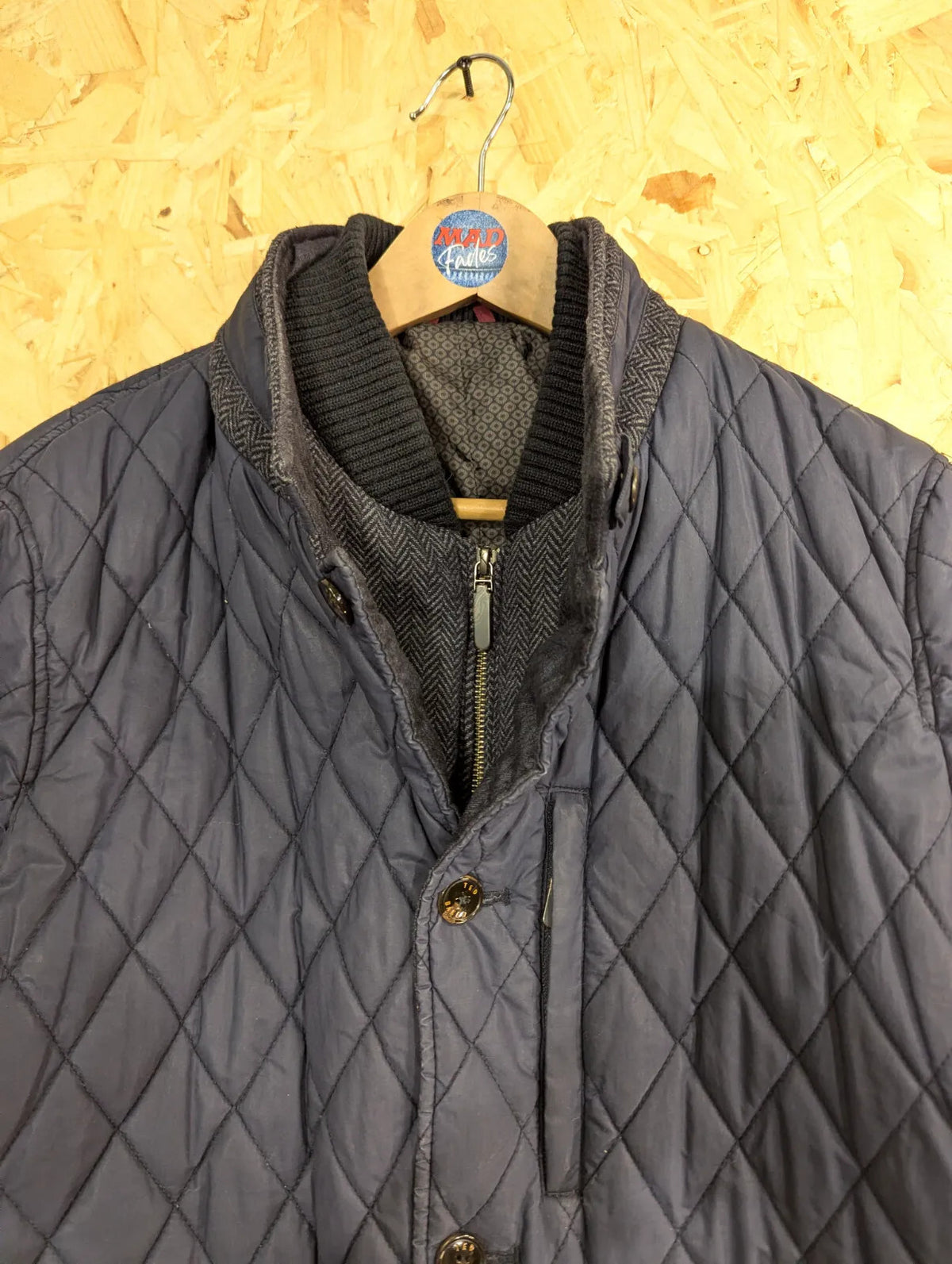 Ted Baker Quilted Jacket Mens Size 5 XL Navy Blue Diamond Padded Insulated