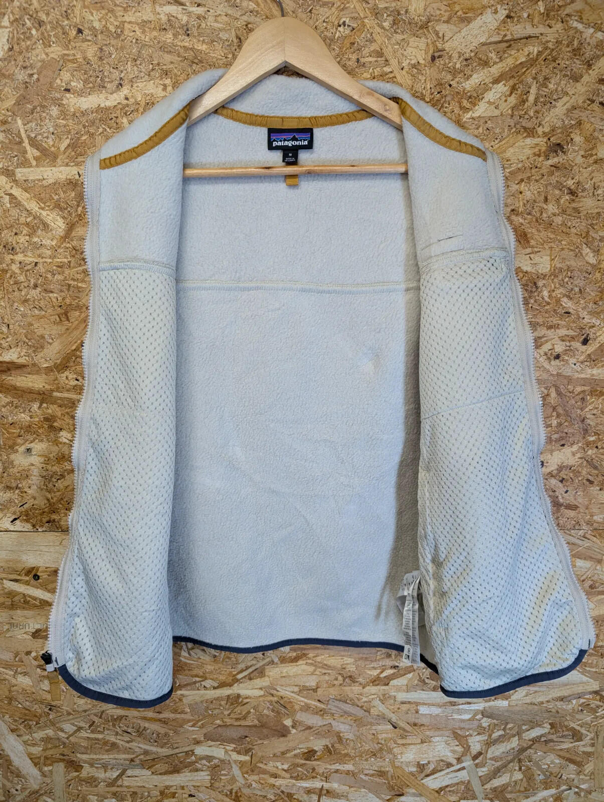 Patagonia Oatmeal Retro-X Pile Fleece Men Medium Vest Zip Cream Gilet Bodywarmer
