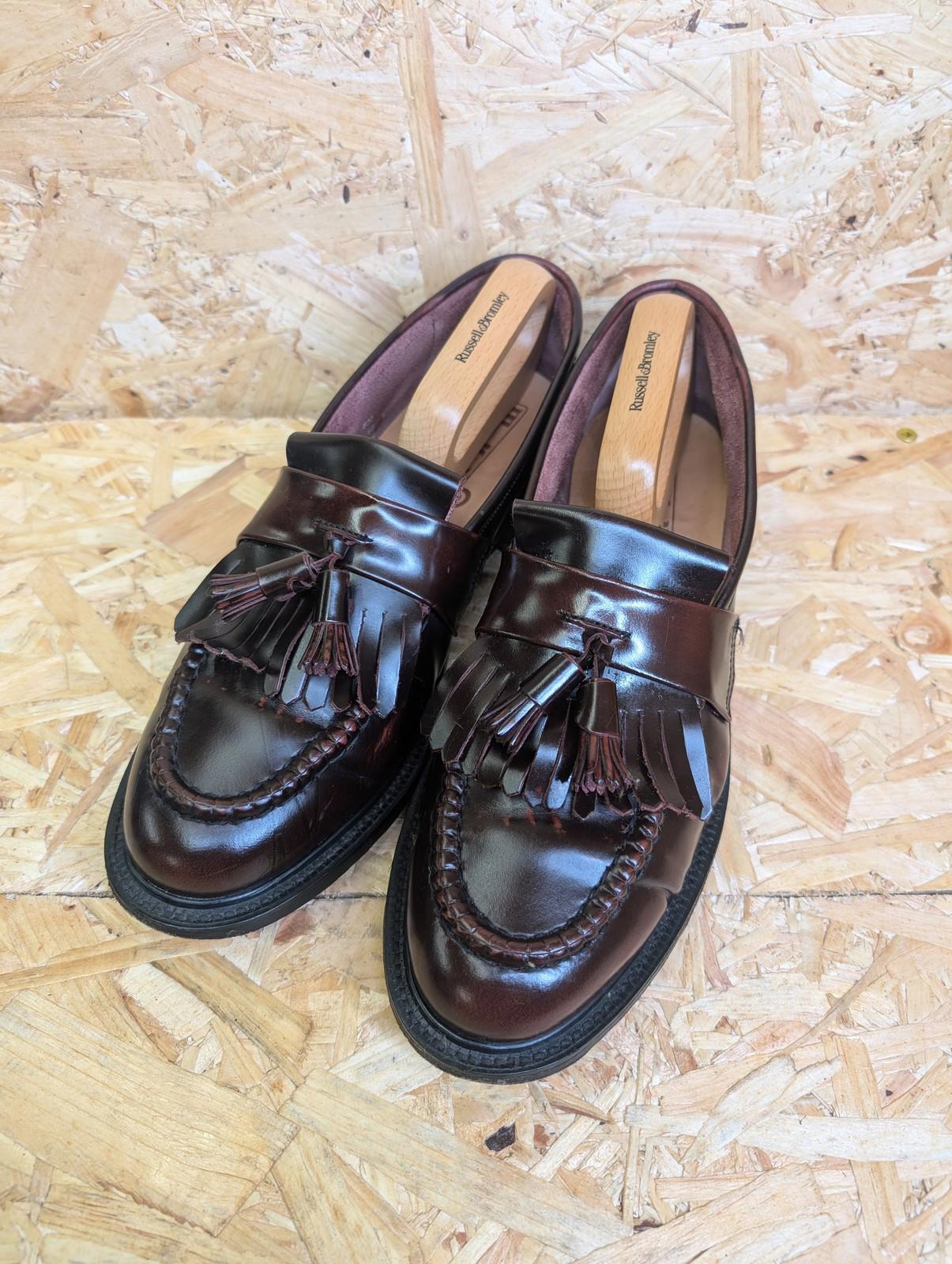 Modfather Tassel Loafers Men UK 9 Leather Oxblood Burgundy Brown Vintage Style