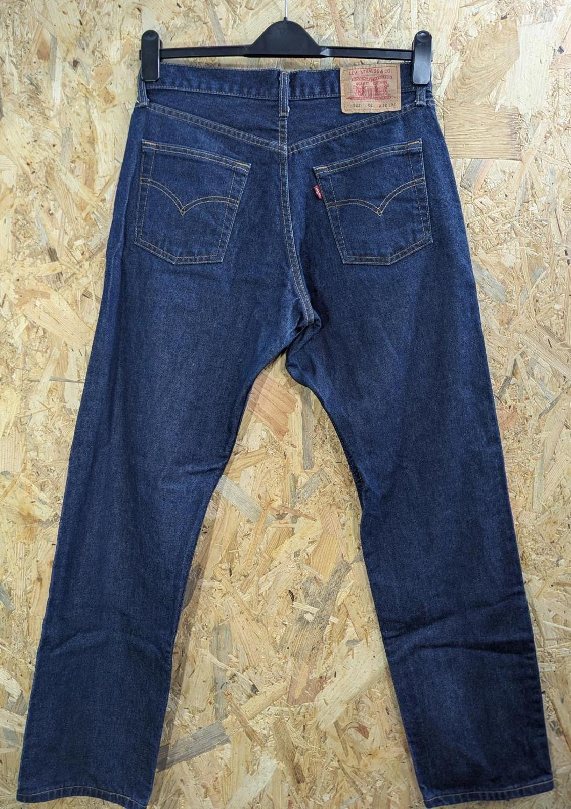 Levis 522 Jeans W32 L32 Men Raw Rigid Navy Blue Denim Slim Leg Tapered Fit Y2K