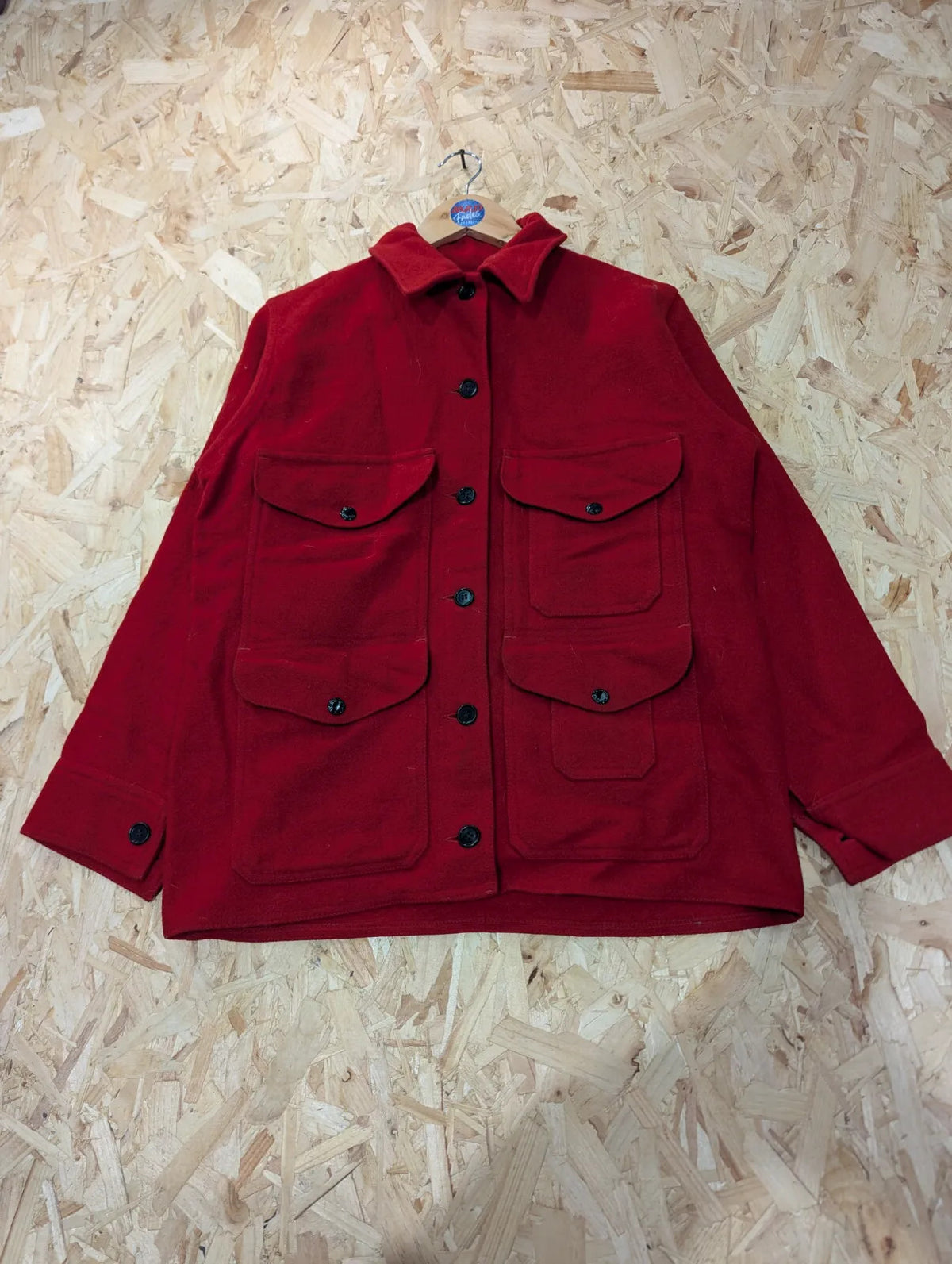 Filson Mackinaw Cruiser Jacket Mens Small Crimson Red Virgin Wool USA Vintage
