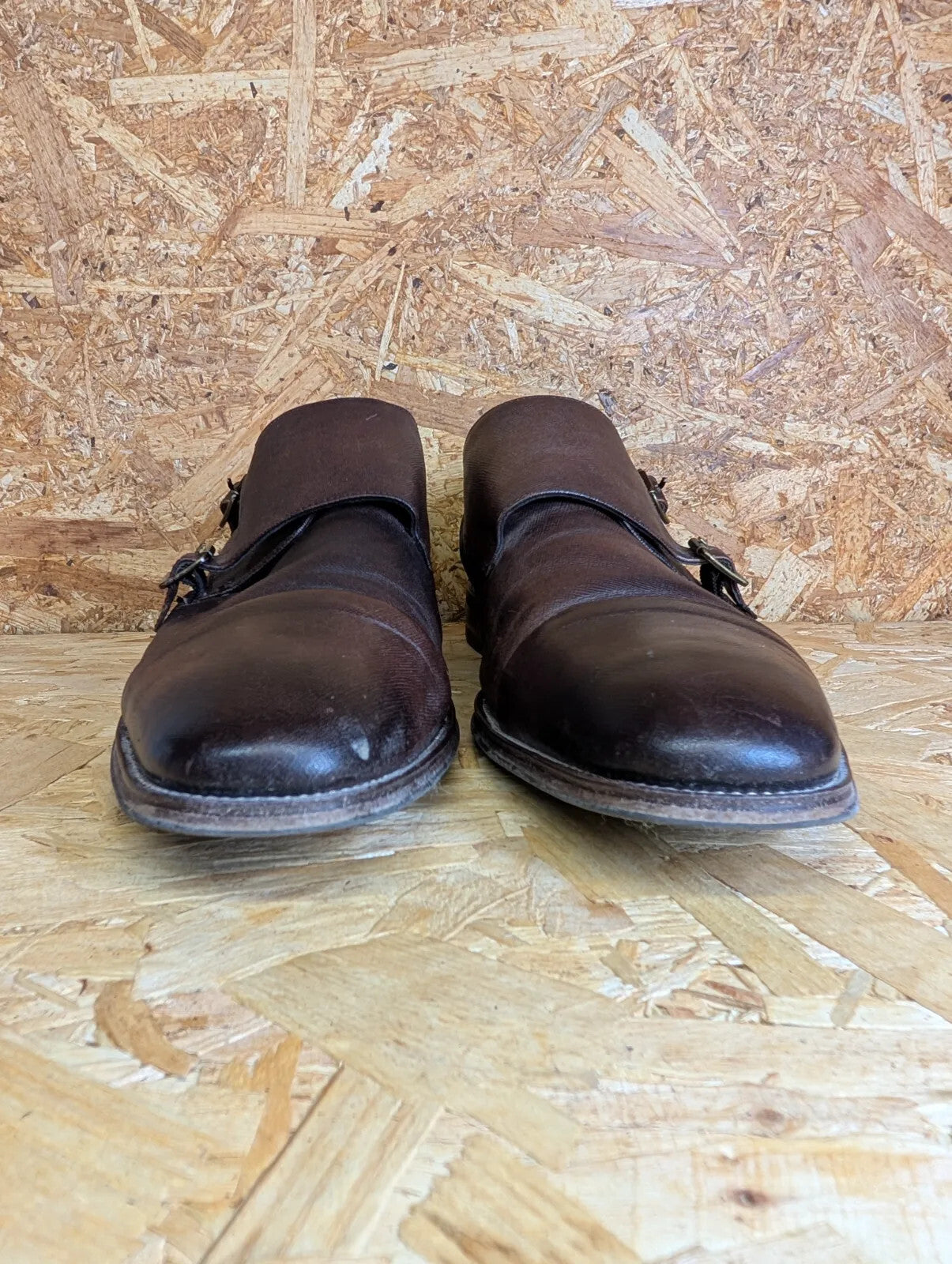 Dune Scope Double Monk Strap Shoes Mens UK 11 EU 45 Brown Leather Smart Dress