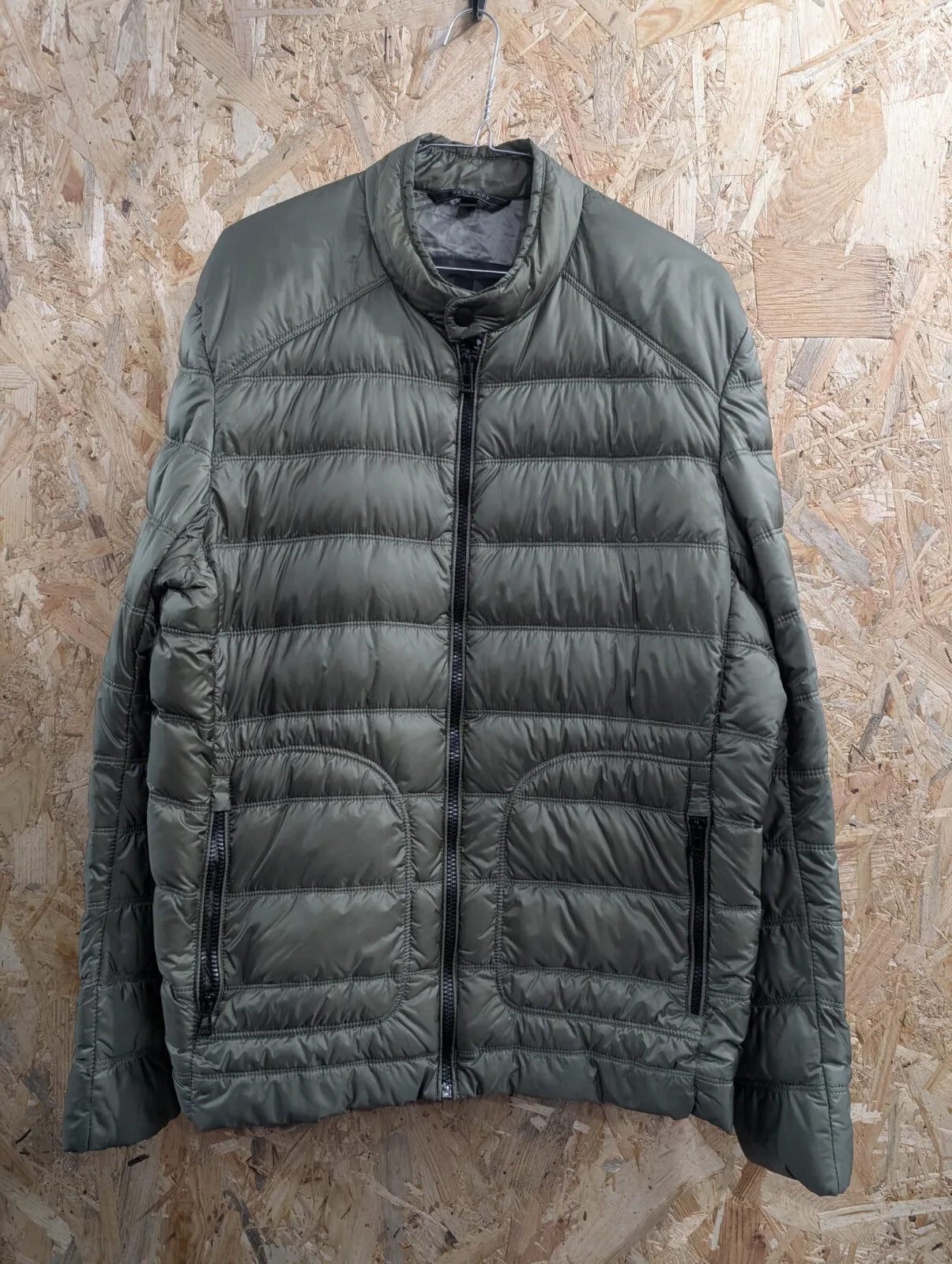 Belstaff Halewood Down Jacket Mens Medium Olive Green Down Feather Quilted