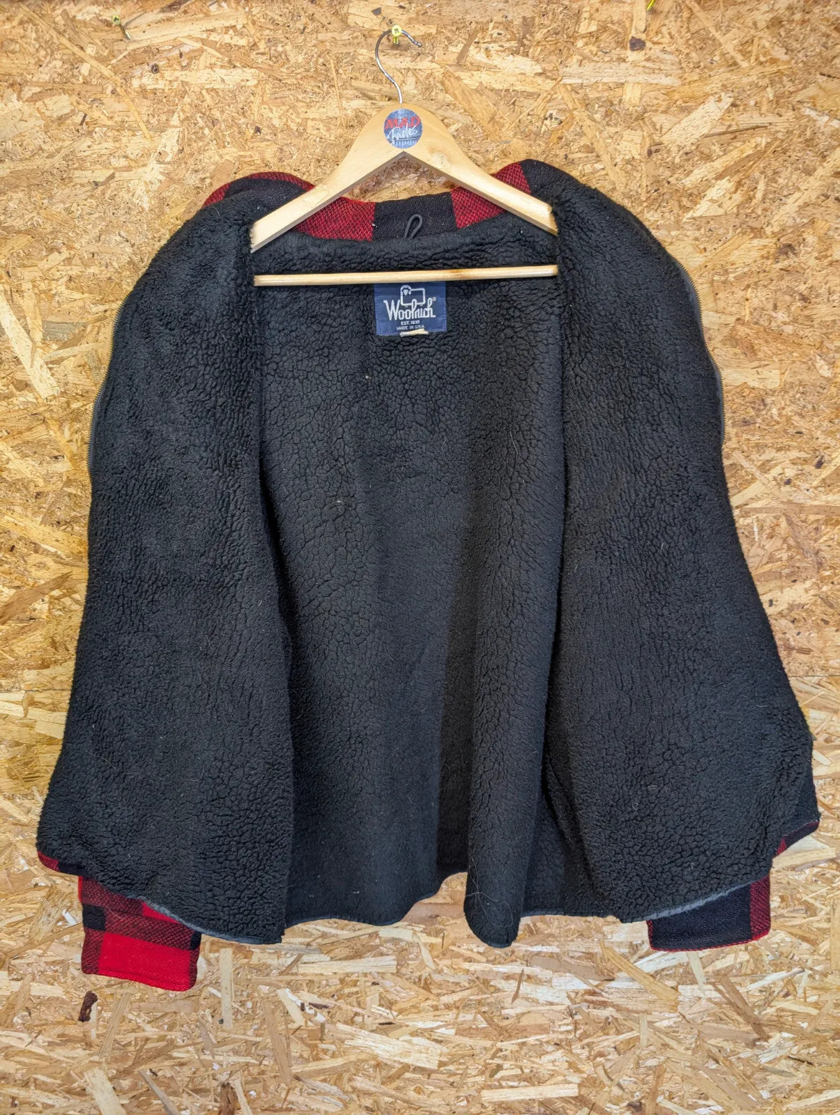 Woolrich Buffalo Jacket Mens XXL Red Black Plaid Check Sherpa Lined USA Made 70s