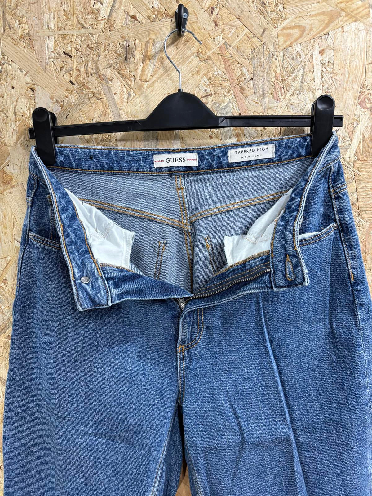 Guess Tapered High Mom Blue Jeans Size 10 W30 L30 Women Stonewash Boyfriend Fit