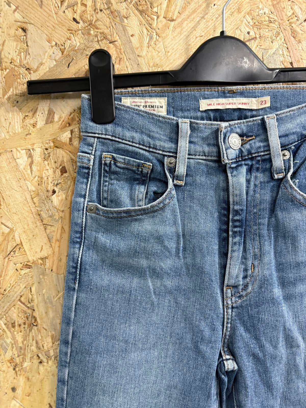 Levis Mile High Super Skinny Jeans Girls Age 11 W23 L30 Slim Blue Premium Big E