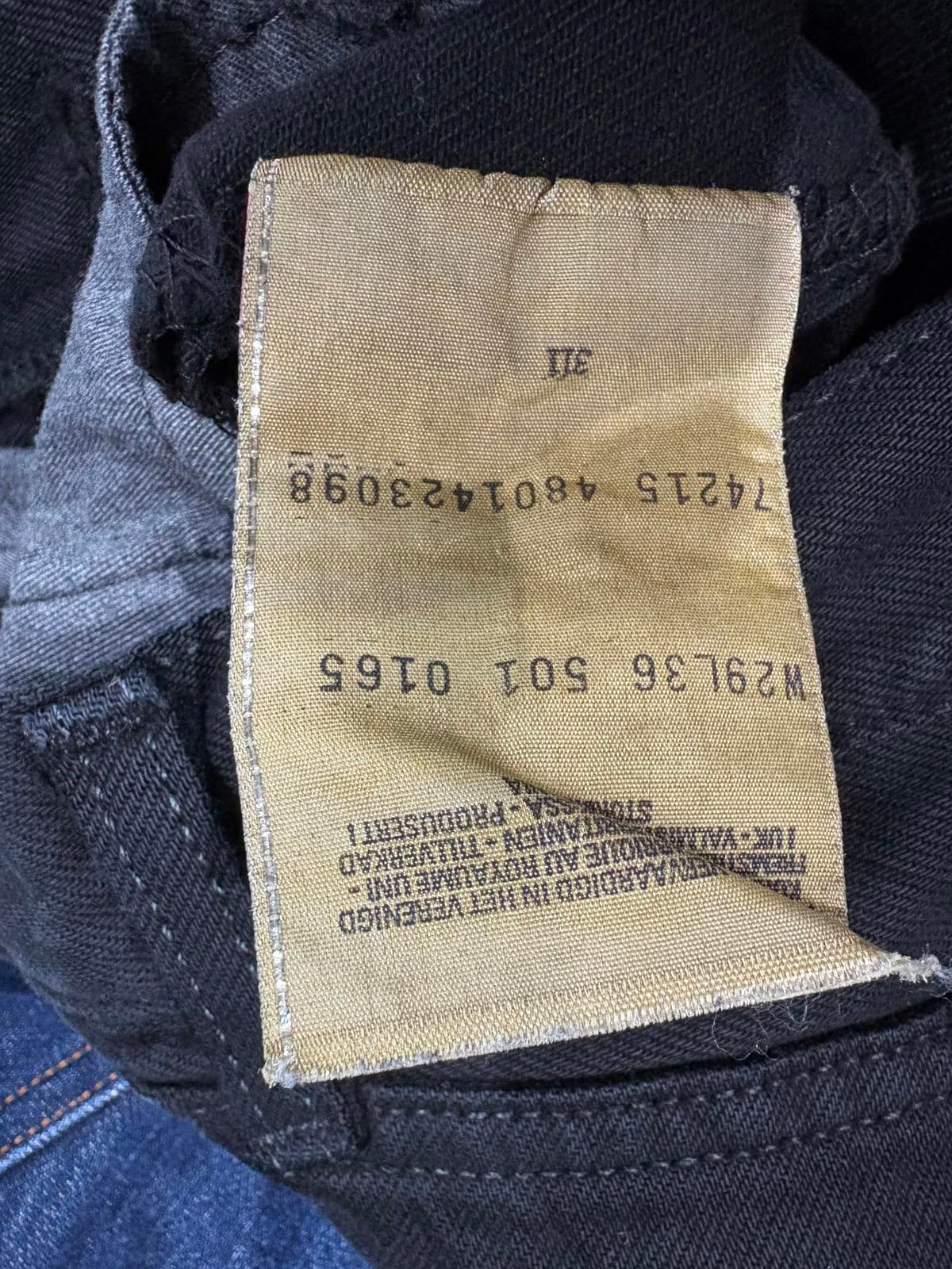 Levis 501 Black Jeans W29 L36 Men Made Vintage 90s Straight Leg Button Fly