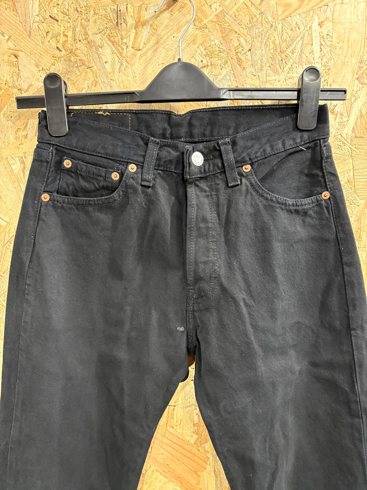 Levis 501 Black Jeans W29 L36 Men Made Vintage 90s Straight Leg Button Fly