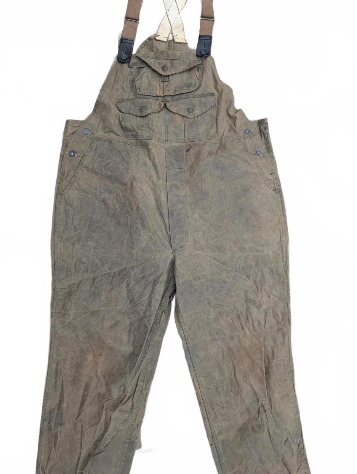 Filson Dungarees W44 Double Tin Cloth Oil Trousers USA Made Khaki Green Overalls
