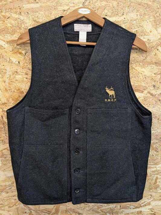 Filson Mackinaw Vest Mens Small Grey Wool Outdoor Waistcoat Gilet Body Warmer