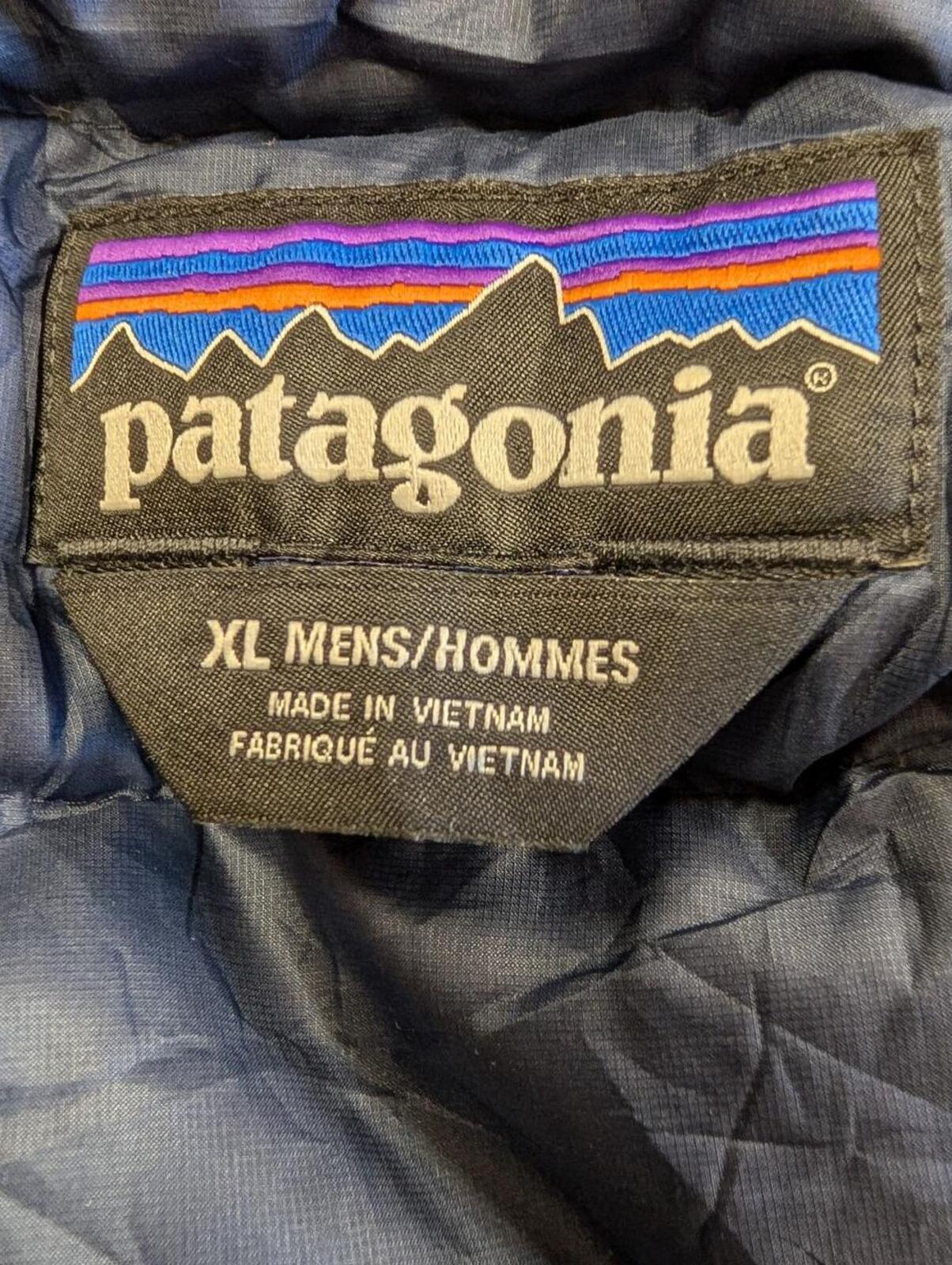 Patagonia Down Snap-T Pullover Large Men Navy Blue Quilted Primaloft Layer Nano