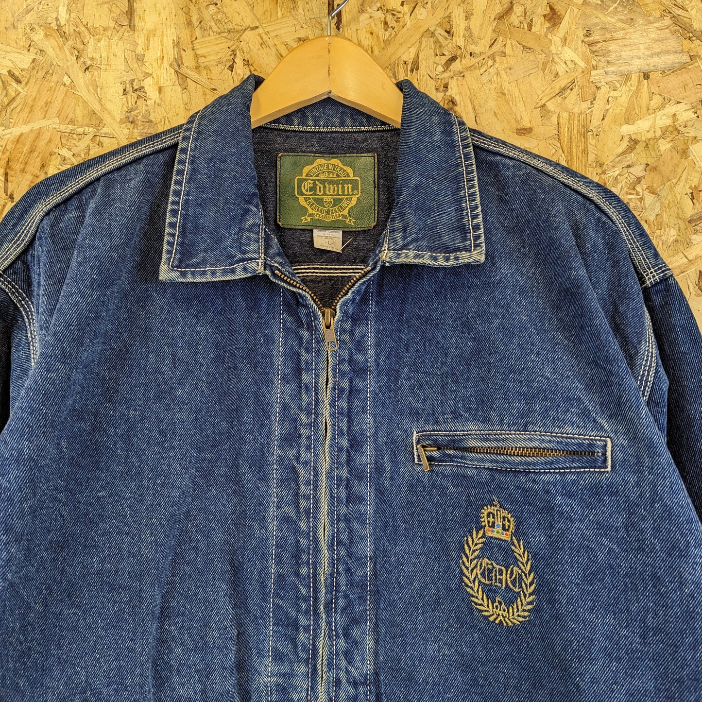 Edwin Trucker Jacket Japanese Denim Vintage 90s Blue Mid Wash Jean Large